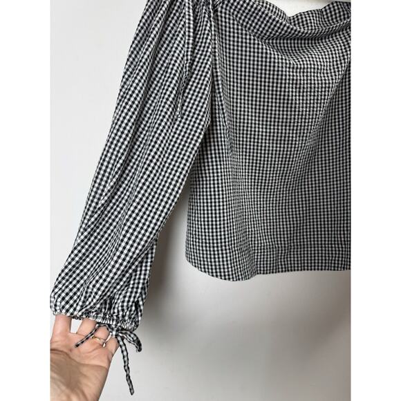 Kendall & Kylie Gingham Plaid Blouse Preppy Coquette Peasant Farmcore Picnic M - Picture 4 of 8